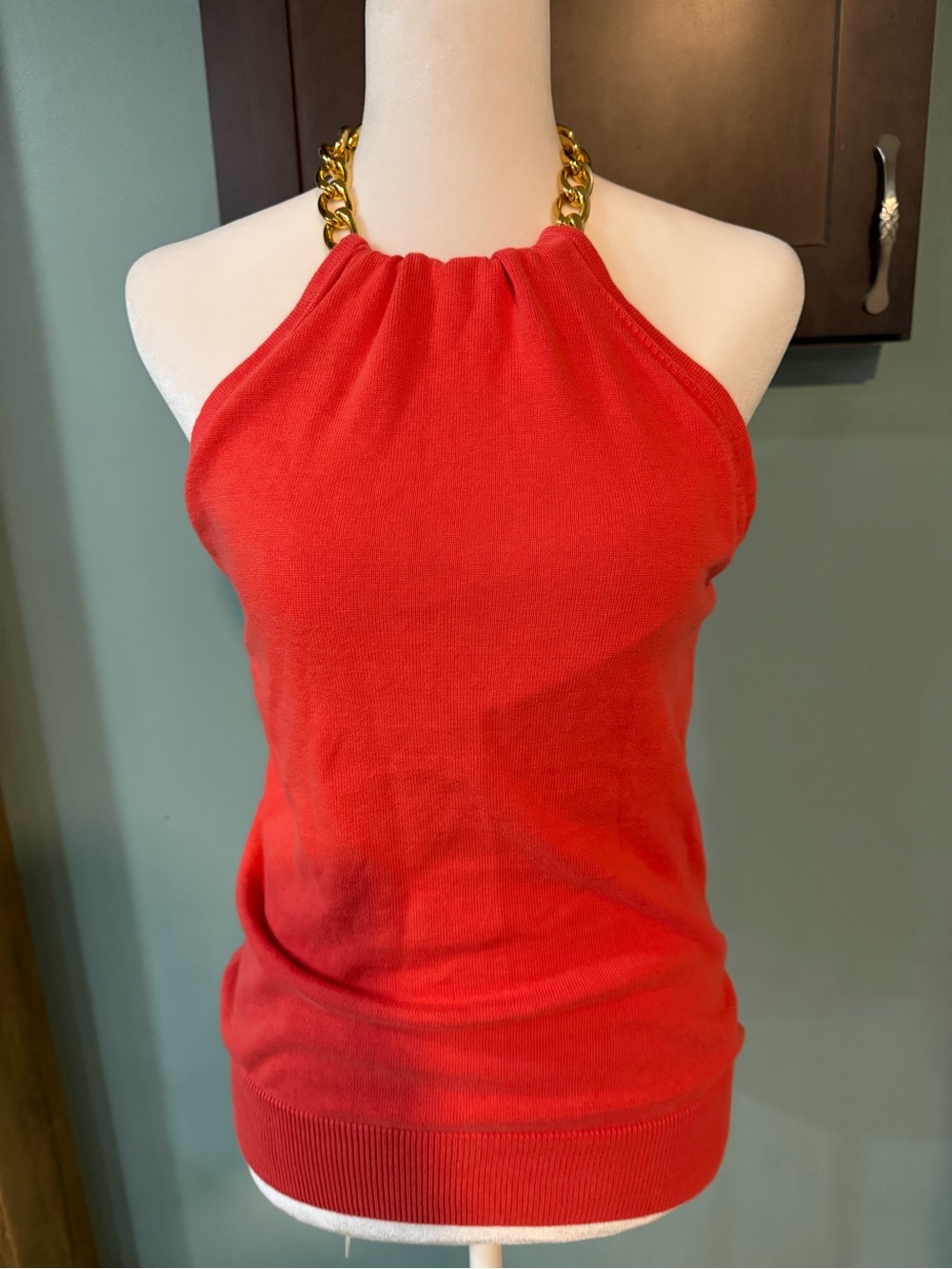 Coral Chain-Accent Halter Tank Top - Women's